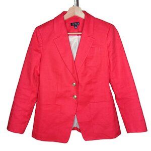 J. Crew Linen Single Breasted 2-Button Blend Bright Coral 2 Petite 2P